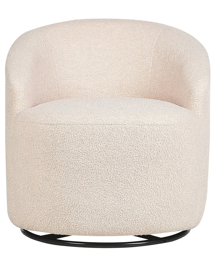 Swivel Armchair Boucle Beige Halcott