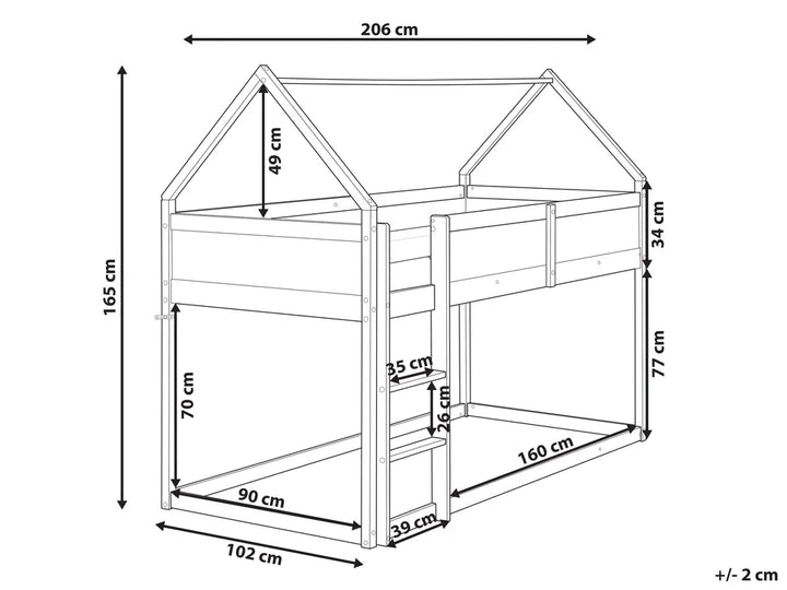 Mid Sleeper Bed House Pine Wood 90 x 200 cm (EU Single) White Schlemmer
