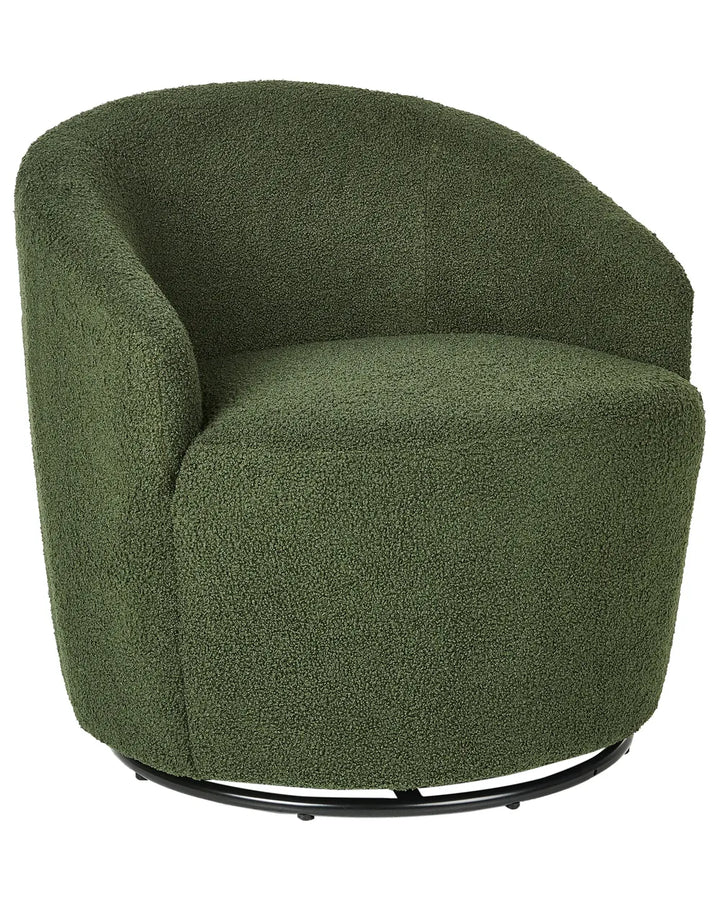 Swivel Armchair Boucle Dark Green Halcott