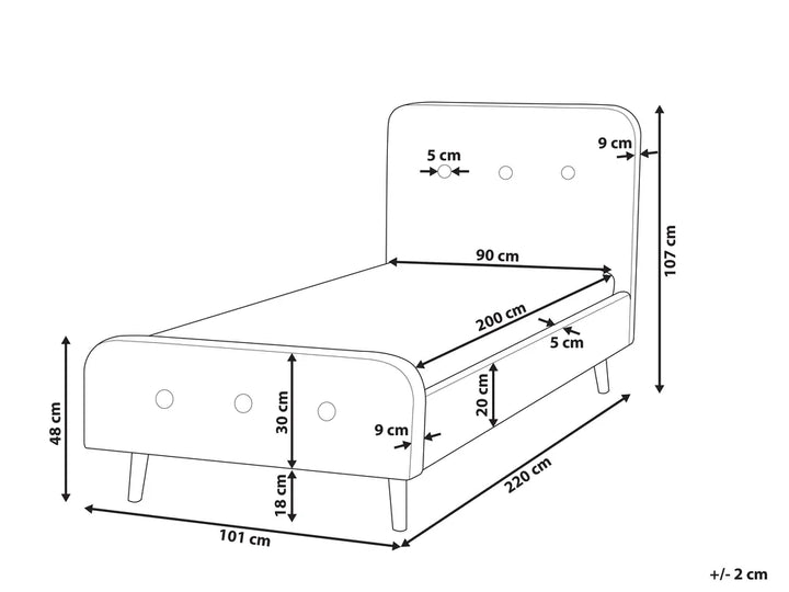 Bed Faux Linen 90 x 200 cm (EU Single) Light Beige Edita