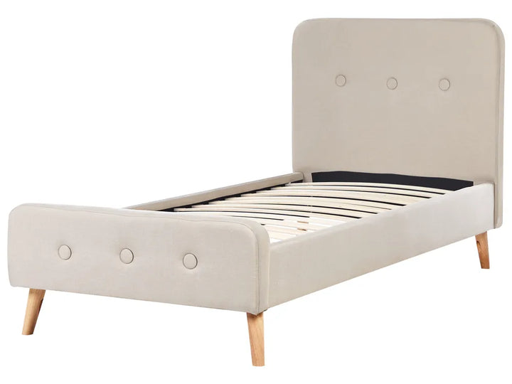 Bed Faux Linen 90 x 200 cm (EU Single) Light Beige Edita