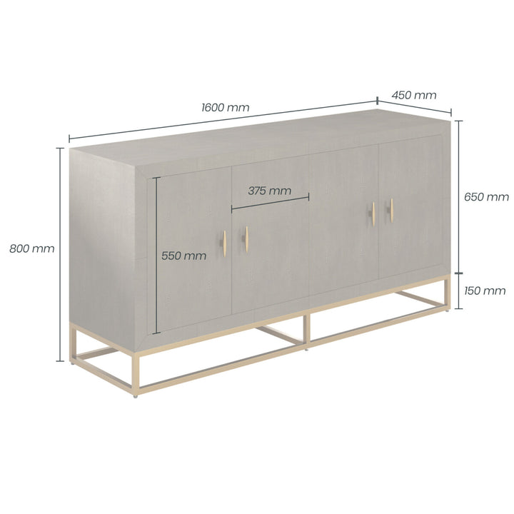 D.I.Designs Hampton Four-door Brown Faux Shagreen Sideboard