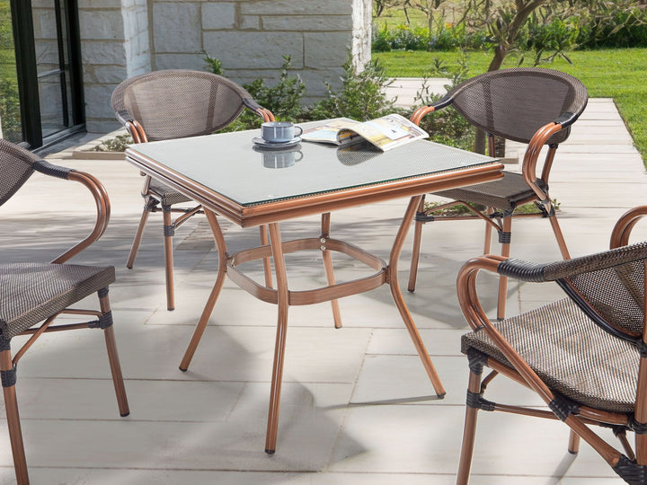 Caspri II Garden Dining Table  80 cm 80 cm Glass Grey