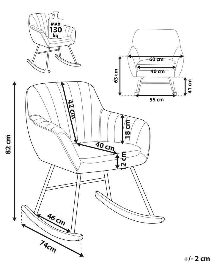 Rocking Chair Velvet Grey Holden