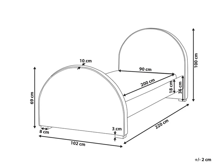 Kids Bed Velvet 90 x 200 cm (EU Single) Beige Madison