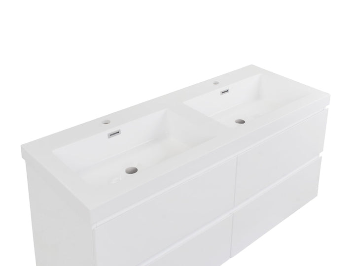 Wall Mounted Double Basin Vanity Unit 120 cm 52 cm White Cardiel