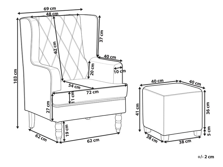 Armchair Velvet Grey Ricki
