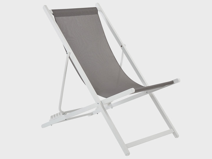 Folding Deck Chair Grey and White Anrey