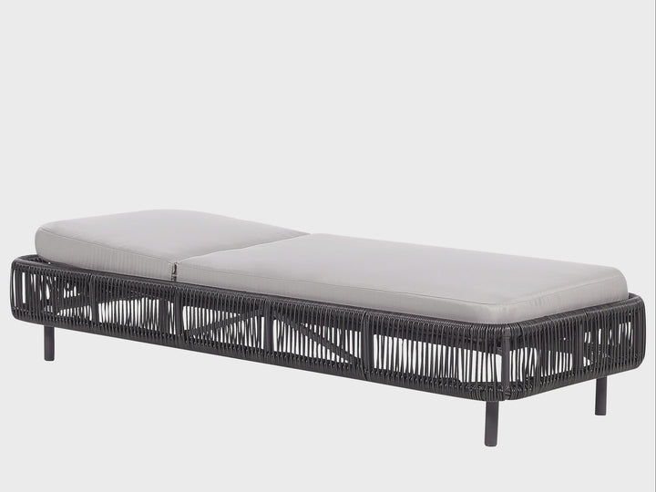 PE Rattan Reclining Sun Lounger Grey Aalayah