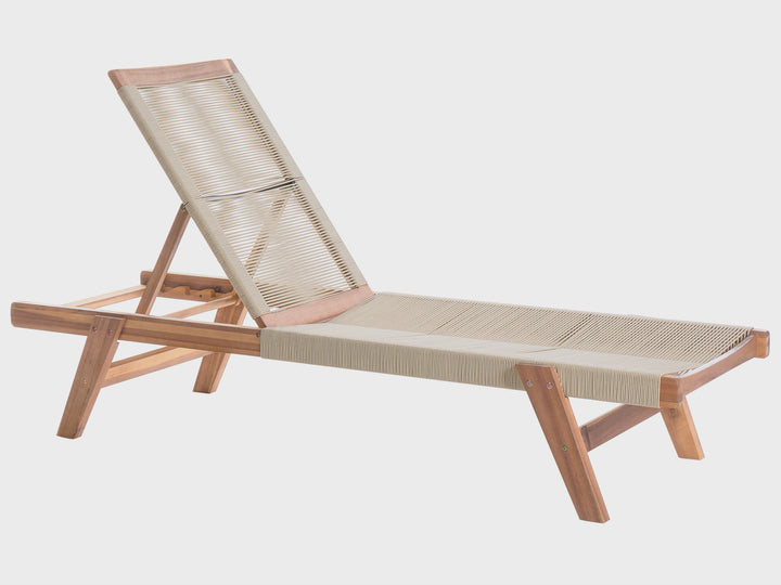 Wooden Reclining Sun Lounger Beige Cherine