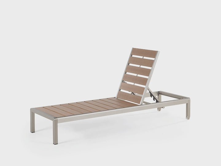 Aluminium Reclining Sun Lounger Light Wood and Silver Lasonja