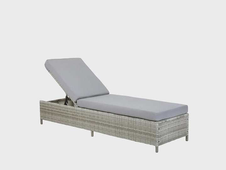 PE Rattan Reclining Sun Lounger Grey Northside