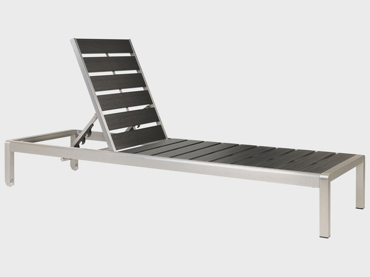 Aluminium Reclining Sun Lounger Black and Silver Lasonja