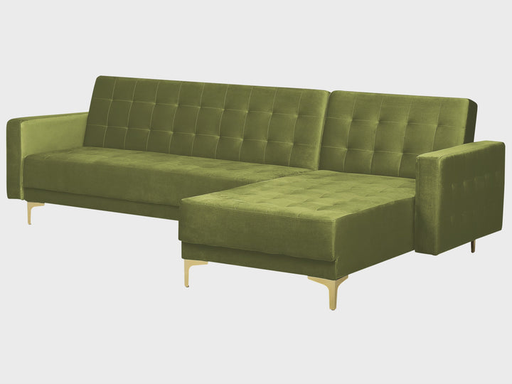 Aberdeen Corner Sofa Green Velvet Left Hand