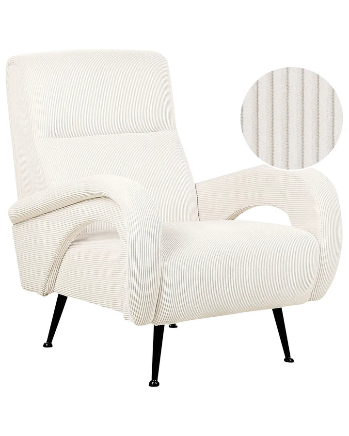 White armchair with a close-up detail on a white background