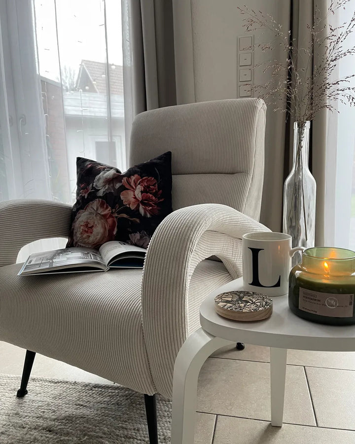 Armchair Corduroy Off-White Serta