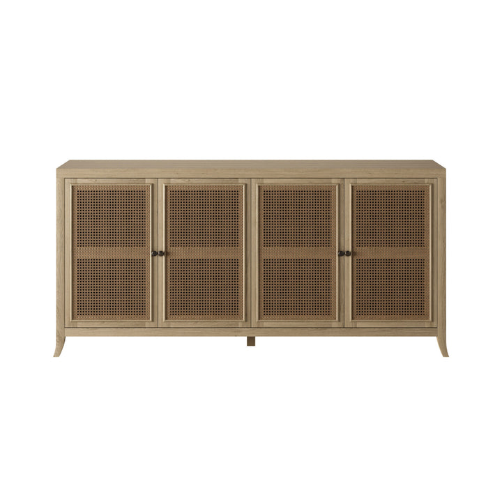 Wooden cabinet with mesh doors on a white background