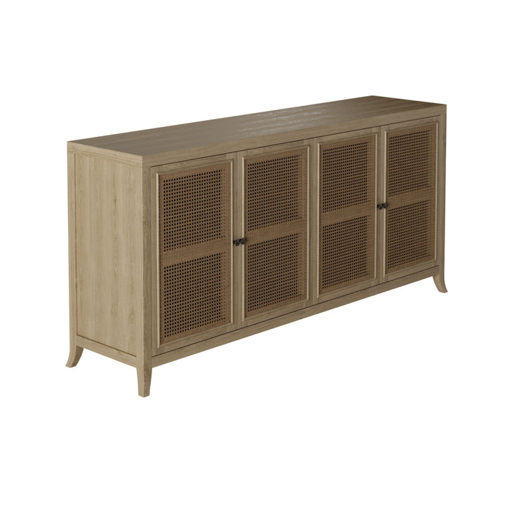 Wooden cabinet with mesh doors on a white background