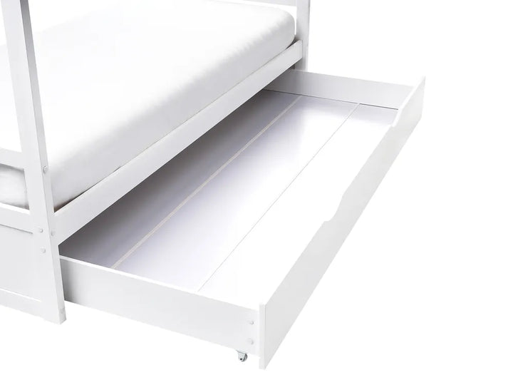 Kids Bed House Pine Wood 90 x 200 cm (EU Single) with Storage White Maranto