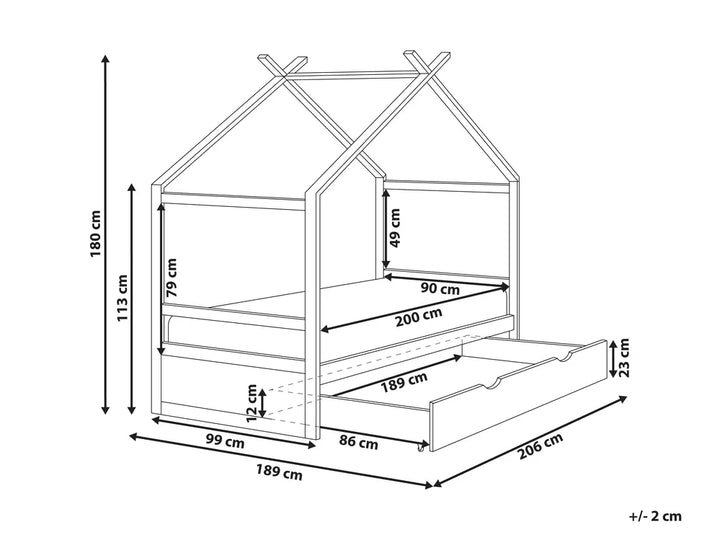 Kids Bed House Pine Wood 90 x 200 cm (EU Single) with Storage White Maranto