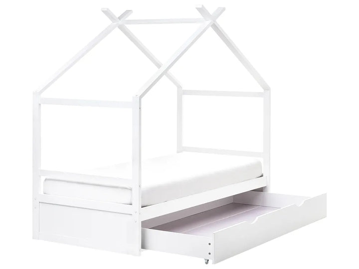 Kids Bed House Pine Wood 90 x 200 cm (EU Single) with Storage White Maranto