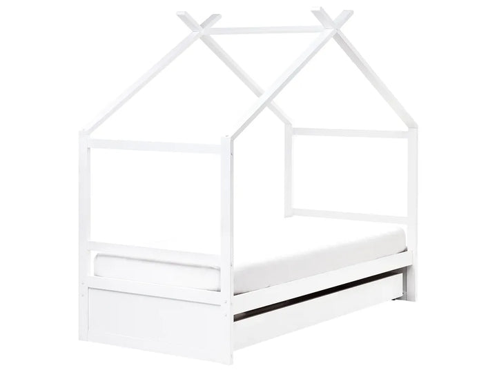 Kids Bed House Pine Wood 90 x 200 cm (EU Single) with Storage White Maranto