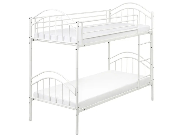 White metal bunk bed on a white background