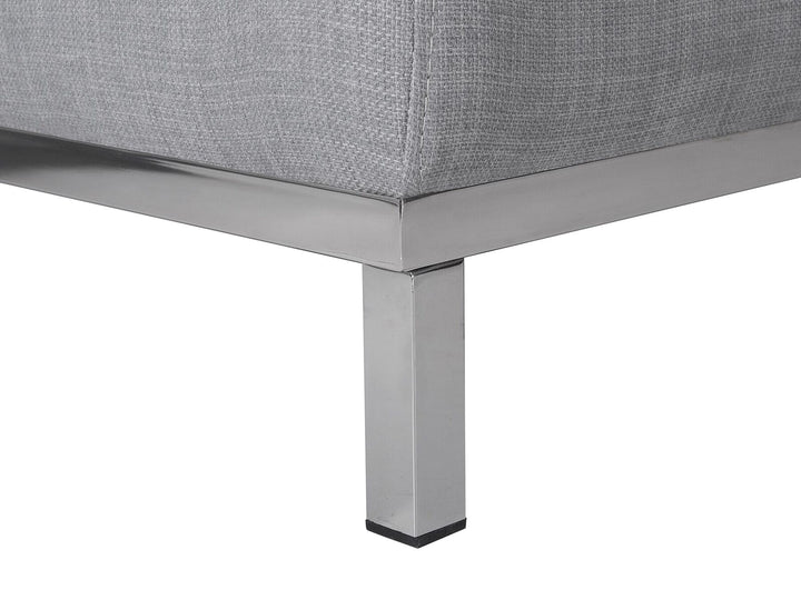 Right Hand Fabric Corner Sofa with Ottoman Light Grey Oslo