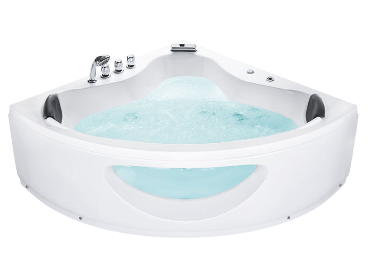 Whirlpool Corner Bath with LED 1900 x 1380 mm cm White Tocoa