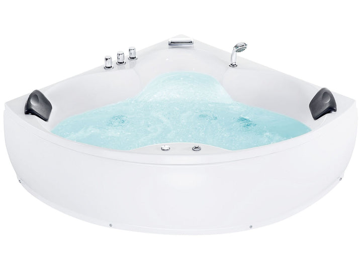 Whirlpool Corner Bath with LED 2500 x 1500 mm White Senado