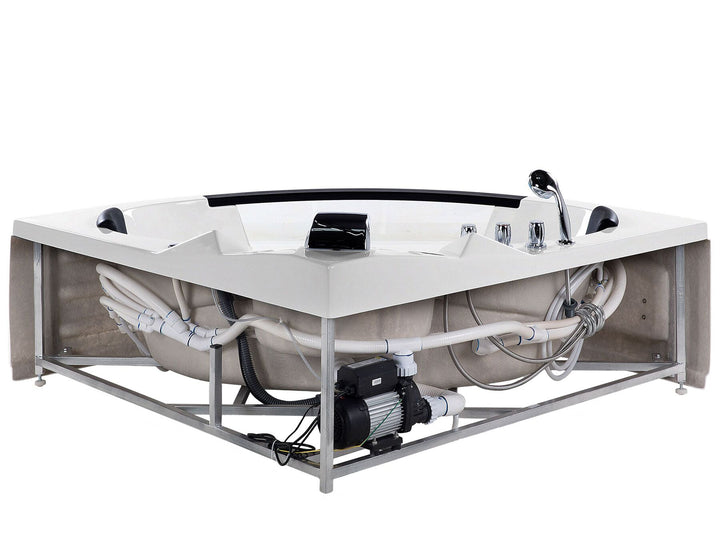 Whirlpool Corner Bath with LED 2140 x 1550 mm White Martinica