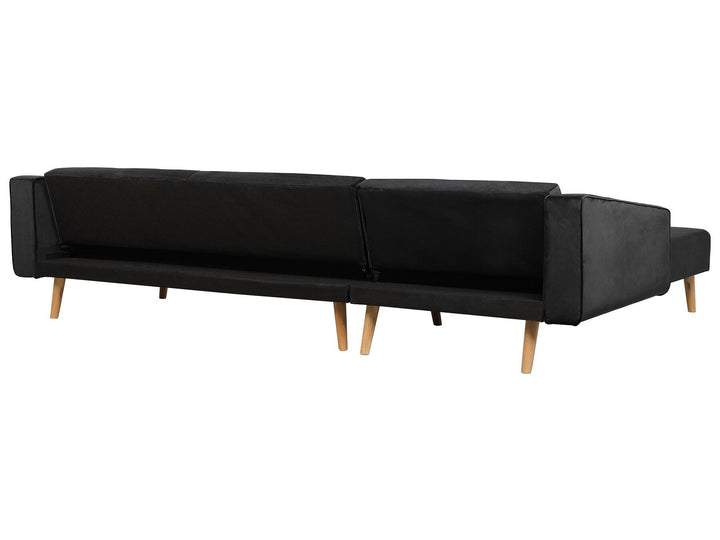 Vadso Right Hand Velvet Corner Sofa Bed Black