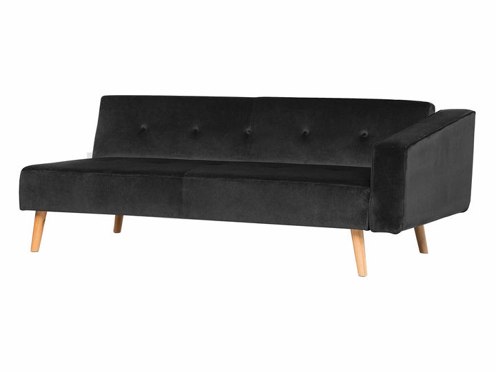Vadso Right Hand Velvet Corner Sofa Bed Black