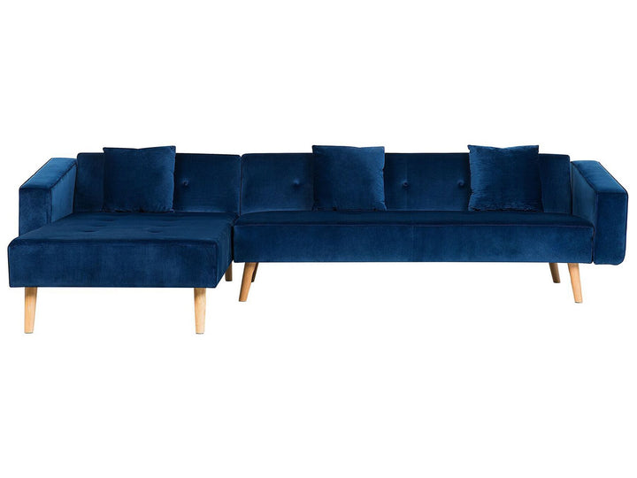 Corner Sofa Vadso Navy Blue Velvet Right Hand