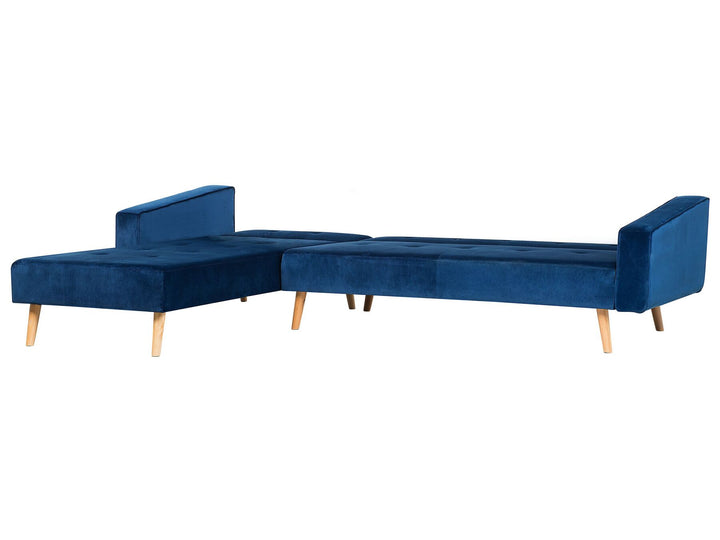 Vadso Corner Sofa Navy Blue Velvet Right Hand