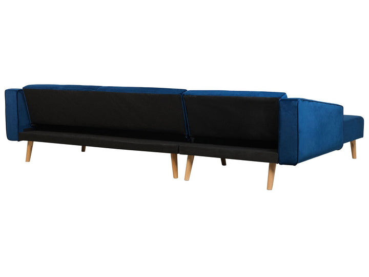 Vadso Corner Sofa Navy Blue Velvet Right Hand