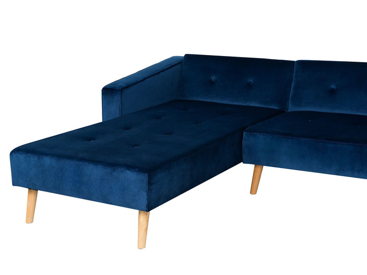 Vadso Corner Sofa Navy Blue Velvet Right Hand