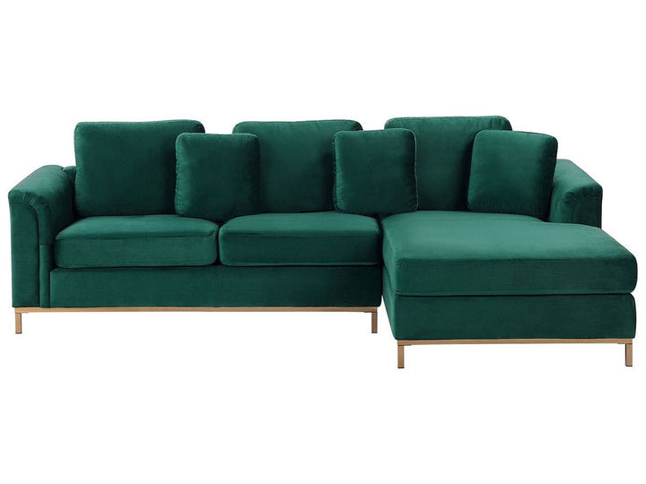 Oslo Left Hand Velvet Corner Sofa Emerald Green
