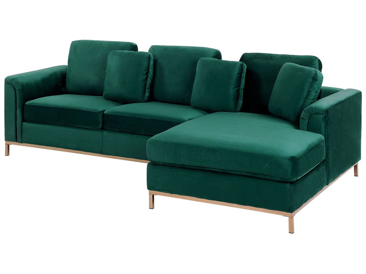 Oslo Left Hand Velvet Corner Sofa Emerald Green