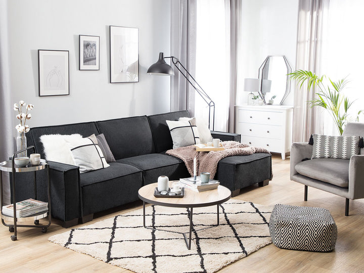 Romedal Left Hand Fabric Corner Sofa Bed Graphite Grey