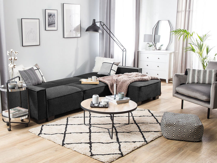 Romedal Left Hand Fabric Corner Sofa Bed Graphite Grey