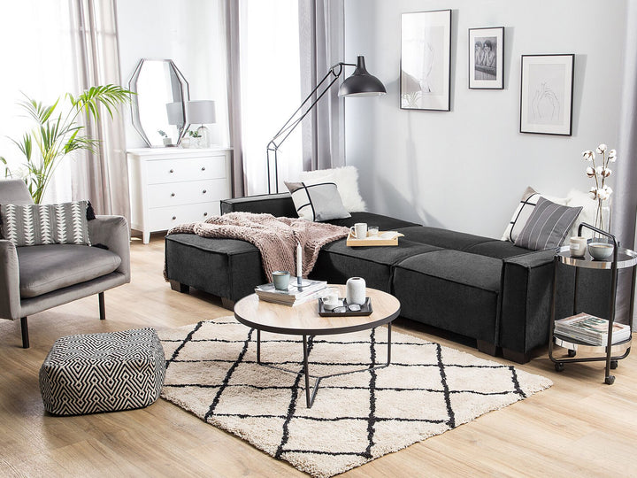 Romedal Right Hand Fabric Corner Sofa Bed Graphite Grey