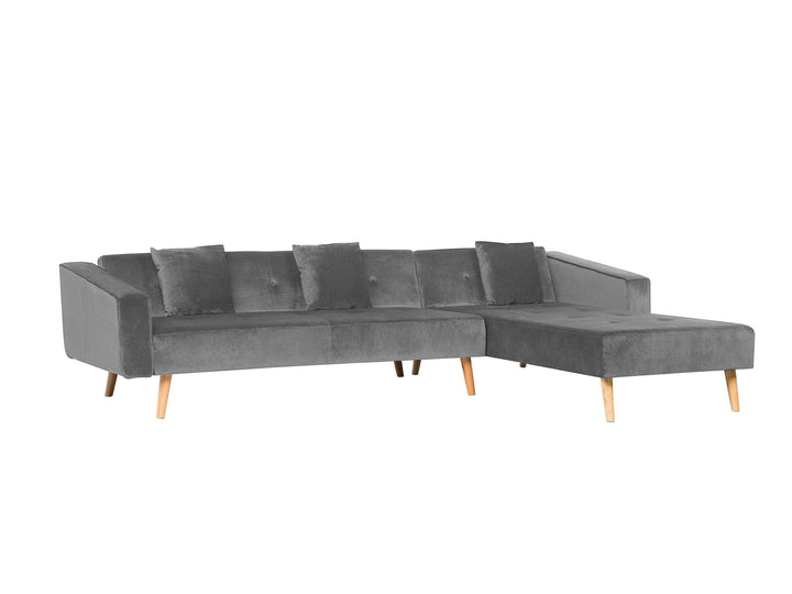 Vadso Left Hand Velvet Corner Sofa Bed Grey