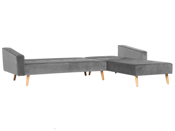 Vadso Left Hand Velvet Corner Sofa Bed Grey