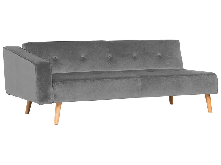 Vadso Left Hand Velvet Corner Sofa Bed Grey