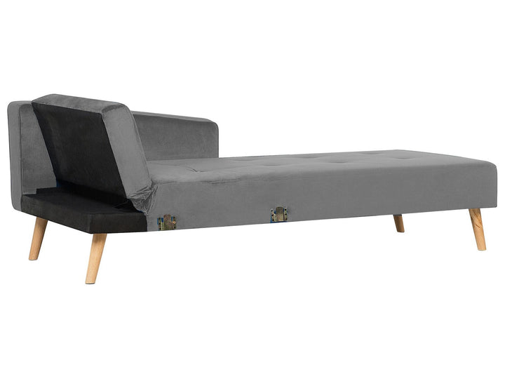 Vadso Left Hand Velvet Corner Sofa Bed Grey