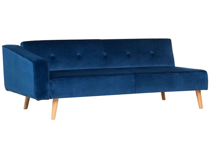 Vadso Left Hand Velvet Corner Sofa Bed Blue