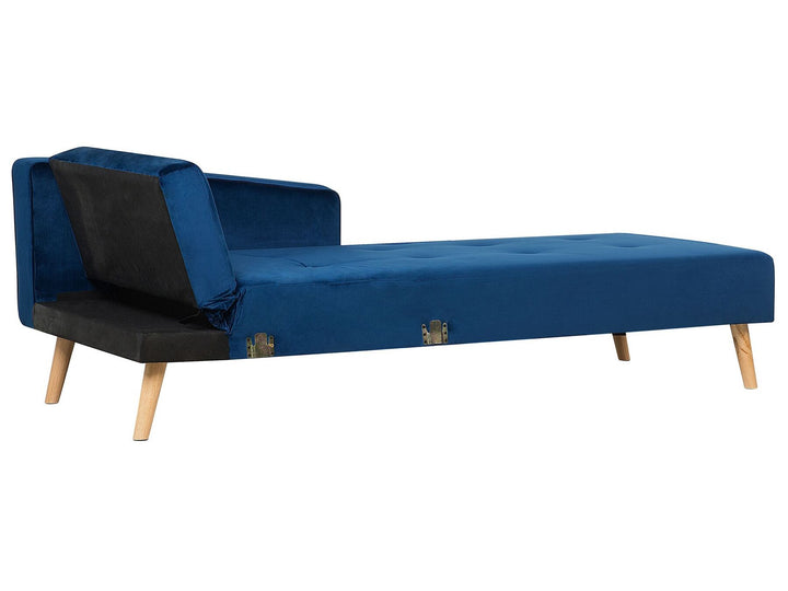 Vadso Left Hand Velvet Corner Sofa Bed Blue
