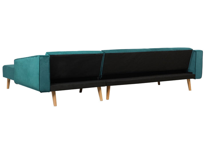 Vadso Left Hand Velvet Corner Sofa Bed Green