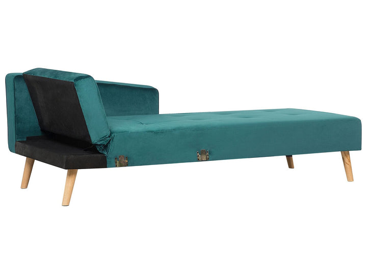 Vadso Left Hand Velvet Corner Sofa Bed Green